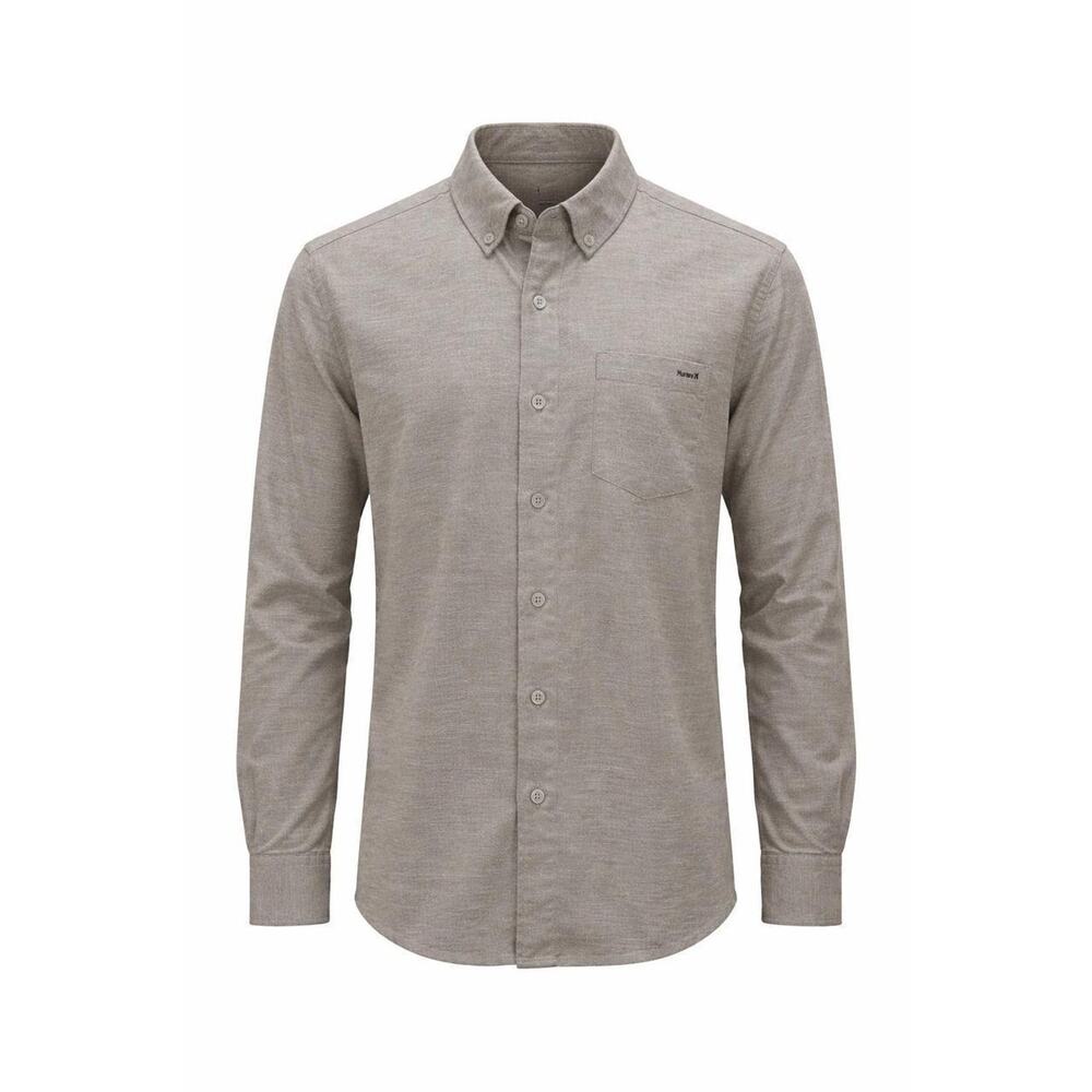 Hurley Mens Long Sleeve Button Down Shirt Gray‎ Stretch Casual Size S